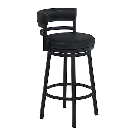Armen Living Titana 26" Counter Height Metal Swivel Barstool in Ford Black Pu and Black Finish 721535746903